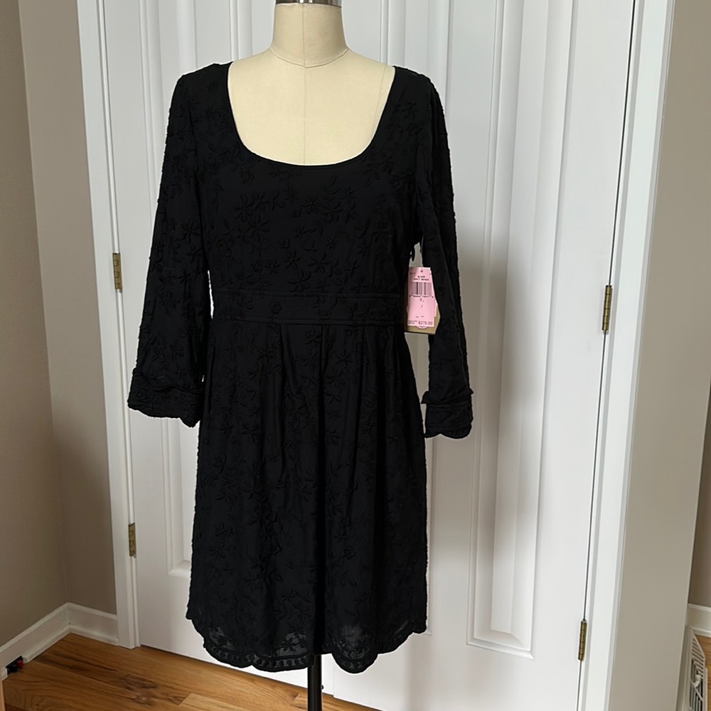 New Juicy Couture black soft woven dress. Embroidered fabric.Size 8 retail $278